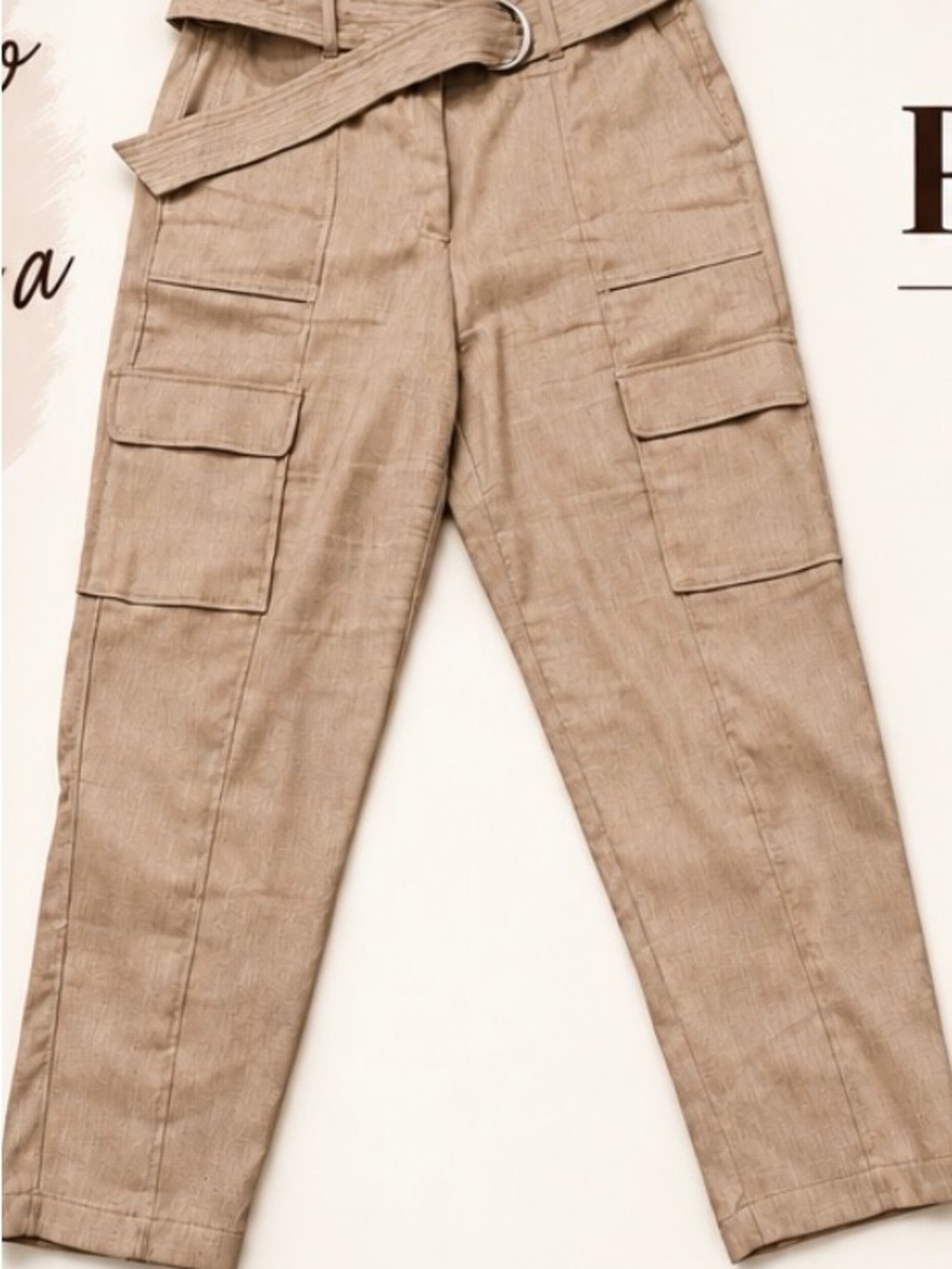 White House Black Market Beige Cargo Pants with Belt
